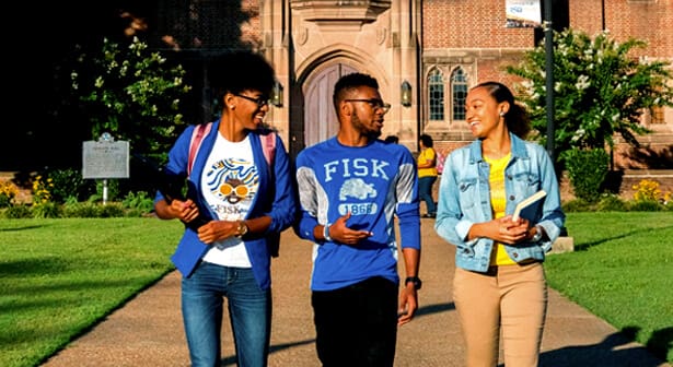 Students walking on campus