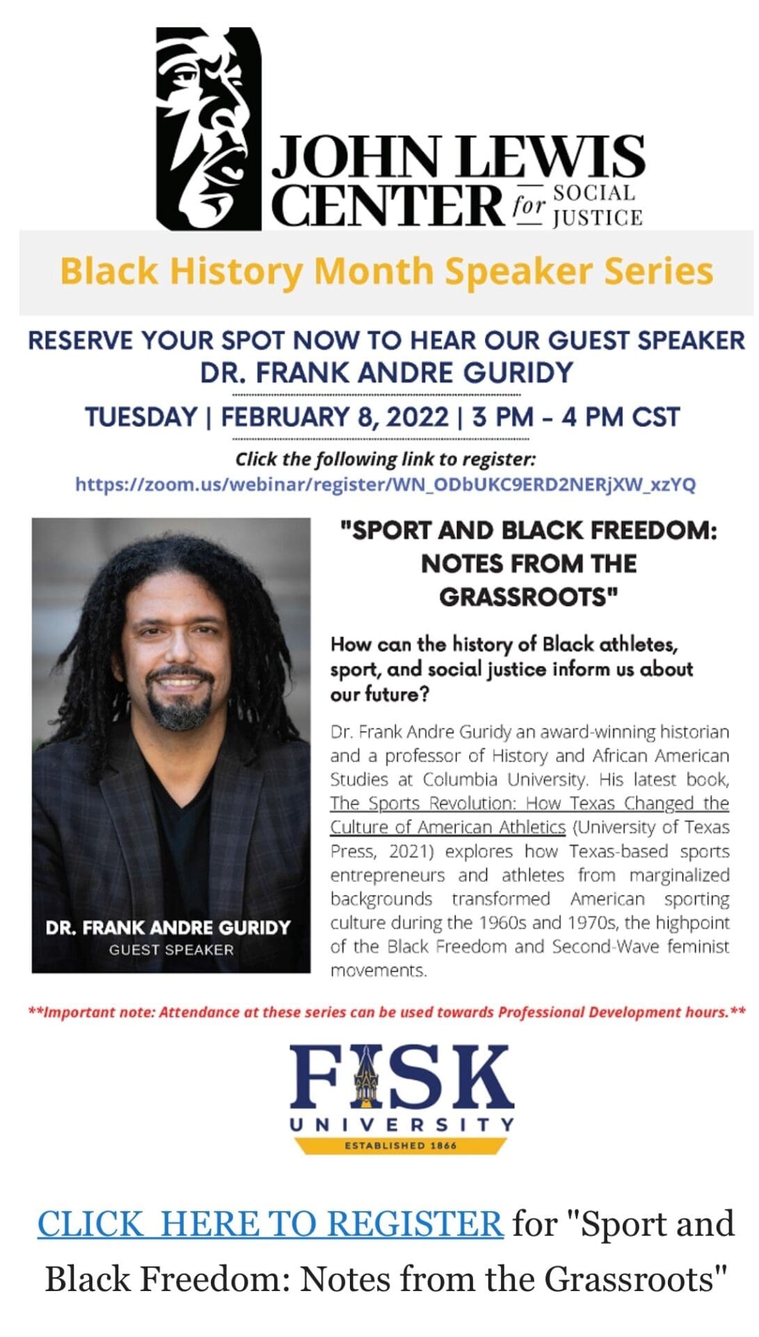 Black History Month Speaker Series Part One "Sport and Black Freedom